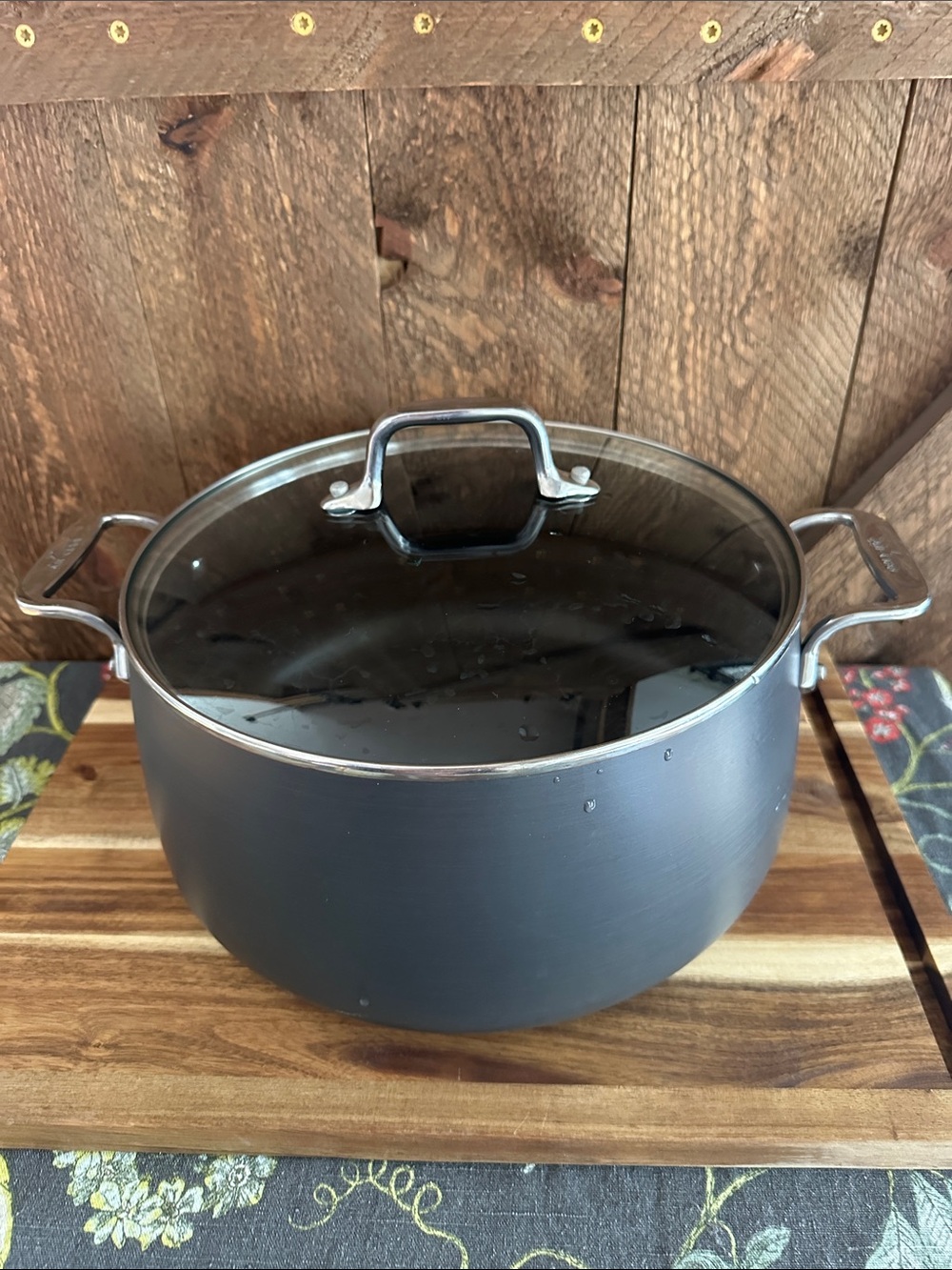 All Clad HA1 8Qt. Black Nonstick Stockpot with Glass Lid and Stainless Handles